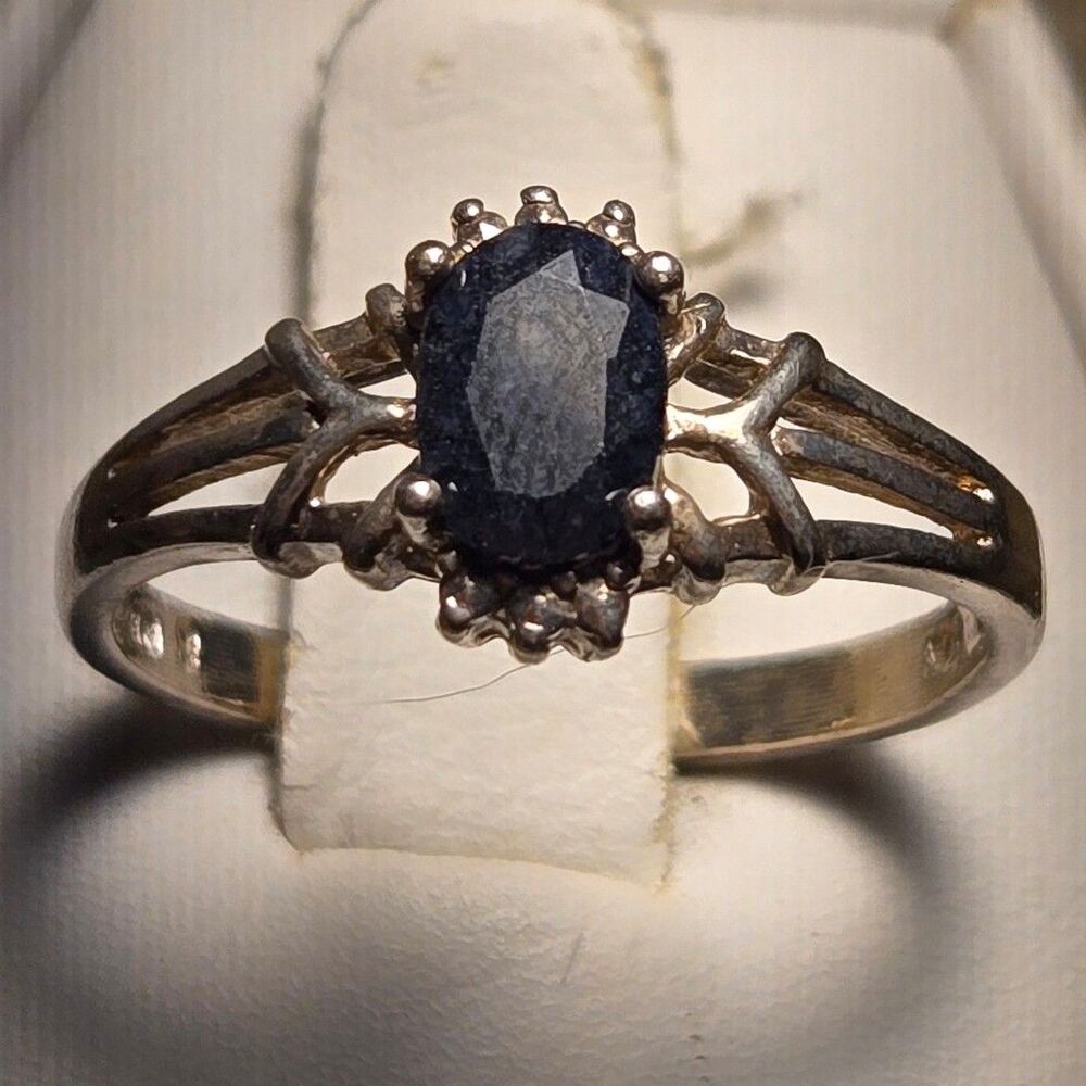 Black stone vintage sterling silver ring sz 8
